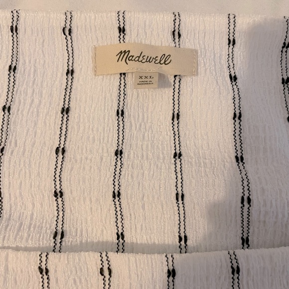Madewell white with black stripes peplum top, XXL - Picture 4 of 4